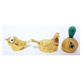 1065	LOT OF 3 MINIATURE PILL/SACCHARINE BOXES, ONE MARKED FLORENZA