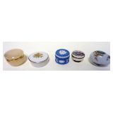 1069	LOT OF 5 ASSORTED PILL/SACCHARINE BOXES INCLUDING WEDGWOOD & LIMOGES