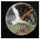 1083	BLOWN GLASS PAPERWEIGHT GENTILE GLASS CO, DUCK IN FLIGHT, APPROXIMATELY 3 1/2 IN HIGH