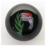 1085	ART GLASS PAPERWEIGHT W/HUMMINGBIRD, ARTIST SIGNED, ARTIST PROOF, LIMITED EDITION, APROXIMATELY