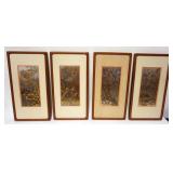 1095	SET OF 4 KINUKO SILVER, GOLD & COPPER ETCHINGS FRAMED & MATTED BY FRANKLIN MINT CIRCA 1980, APP