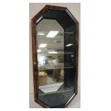 1099	HANGING CURIO CABINET W/MIRROR BACK & ADJUSTABLE GLASS SHELVES, APPROXIMATELY 5 IN X 12 IN X 28