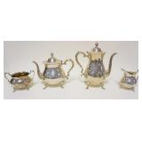 1119	STERLING 4 PIECE FOOTED TEASET BY POOLE, JACK SHEPARD REPRODUCTION, 69.7 TOZ