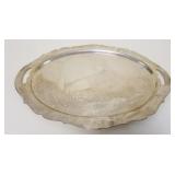 1120	STERLING LARGE SERVING TRAY BY POOLE, 51.2 TOZ