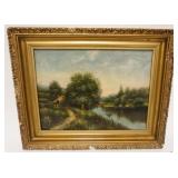 1125	ANTIQUE BRASS BED WARMER W/HAND TOOLED DESIGN ON LID, APPROXIMATELY 42 IN LONG