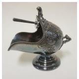 1149	VICTORIAN MINIATURE SILVER PLATE COAL SKUTTLE AND SCOOP, APPROXIMATELY 6 IN H