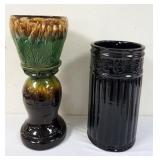 1150	MAJOLICA POT AND PEDESTAL WITH UMBRELLA STAND, POT AND PEDESTAL, DO NOT MATCH APPROXIMATELY 26 