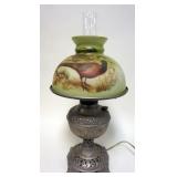 1153	VICTORIAN NICKEL PLATED PARLOR LAMP, ELECTRIFIED, APPROXIMATELY 22 IN H