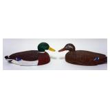 1156	2 CONTEMPORARY CARVED WOOD DUCK DEOYS, DECOYS SIGNED JOHN A JOHNSON 1989, APPROXIMATELY 10 IN X