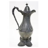 1172	VICTORIAN PEWTER PITCHER WITH 4 CURLED LEAVES ON BASE, APPROXIMATELY 14 1/2 IN H