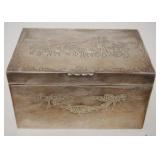 1182	SILVER PLATED BOX WITH ENGLISH COACH SCENES ON TOP, APPROXIMATELY 4 IN X 6 IN X 3 IN H