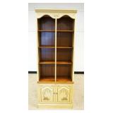 1212	ETHAN ALLEN BOOKCASE, PAINT DECORATED WITH DOUBLE PANELED DOORS AT BASE, AAPPROXIMATELY 30 IN X