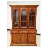 1213	AMERICAN DREW 2 PIECE CHERRY FINISH HUTCH, INTERIOR TOP LIT, 3 DRAWERS OVER 3 DOORS AT BASE, AP