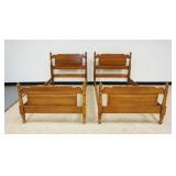 1220	PAIR OF SOLID CHERRY TWIN BEDS, DAVIS CABINET CO