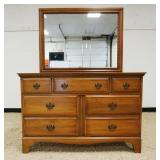 1221	SOLID CHERRY 7 DRAWERS CHEST WITH MIRROR, DAVIS CABINET CO., APPROXIMATELY 52 IN X 20 IN X 67 I