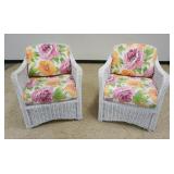1225	PAIR OF WOVEN PATIO OR SUN ROOM ARM CHAIRS WITH CUSHIONS, APPROXIMATELY 28 IN X 33 IN H
