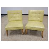 1228	PAIR OF MID CENTURY MODERN TUFTED VINYL SIDE CHAIRS, APPROXIMATELY 23 IN X 23 IN X 31 IN H
