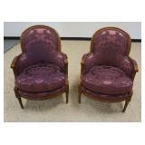 1234	PAIR OF BAKER UPHOLSTERED ARM CHAIRS, SOME WEAR TO CUSHIONS & ARMS