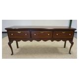 1235	HENKEL HARRIS JAMESTOWN COLONY, MAHOGANY SERVER ON QUEEN ANN LEGS WITH 3 BANDED DRAWERS, APPROX