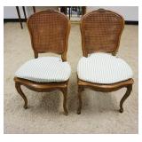 1242	PAIR OF FRENCH PROVENCIAL CANE SEAT & BACK CHAIRS, SOME CANE LOSS