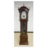 1252	ETHAN ALLEN GRANDFATHERS CLOCK IN WALNUT CASE WITH MOON DIAL, APPROXIMATELY 22 IN X 14 IN X 89 