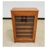 1254	WINE CABINET WITH LOCKING GLASS DOOR, APPROXIMATELY 24 IN X 14 IN X 37 IN H