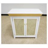 1255	DOUBLE DOOR CABINET WITH BEVELLED MIRROR DOOR FRONTS AND ADJUSTABLE INTERIOR SHELVES, APPROXIMA