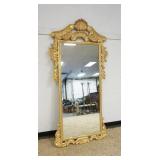 1257	LARGE FANCY PIER MIRROR IN GILT FRAME WITH SCROLL AND SHELL CARVED CRESTS AND SIDES, APPROXIMAT