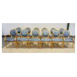 1262	SET OF 12 ITALIAN GILT UPHOLSTERED CHAIRS, 2 ARM AND 10 SIDE, 1 CHAIR WITH GILT LOSS
