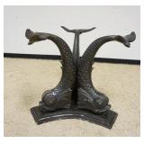 1267	CAST METAL DOLPHIN TABLE BASE, NO TOP, APPROXIMATELY 35 IN X 30 IN H