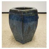 1274	LARGE ASIAN STYLE POTTERY PLANTER IN COBALT DRIP GLAZE FINISH, APPROXIMATELY
