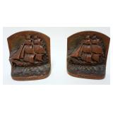 1002	PAIR CAST METAL SHIP BOOKENDS *PRESIDENT*, APPROXIMATELY 5 3/4 IN HIGH
