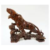 1007	ASIAN WOOD CARVING OF TIGER, APPROXIMATELY 10 1/2 IN