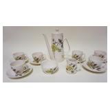 1028	STAFFORDSHIRE ENGLAND COFFEE SET, TEAPOT, CREAMER & SUGAR W/6 CUPS & SAUCERS