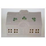 1048	BELLEEK IRISH CHINA, THATCHED COTTAGE, BROWN MARK, APPROXIMATELY 5 1/2 IN X 3 1/2 IN X 4 IN HIG