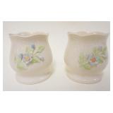 1063	DONGLE IRISH PARIAN CHINA, 2 VASES W/APPLIED FLOWERS, APPROXIMATELY 4 1/4 IN HIGH