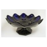 1067	DEEP COBALT SCALLOP EDGE CONSOLE BOWL, APPROXIMATELY 11 1/2 IN X 6 IN HIGH