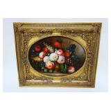 1068	CONTEMPORARY OIL PAINTING ON BOARD OF FLOWERS IN GILT FRAME, APPROXIMATELY 18 IN X 22 IN OVERAL