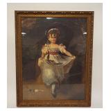 1079	FRAMED PRINT OF YOUNG GIRL IN FOREST, APPROXIMATELY 25 IN X 32 IN
