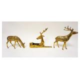 1089	3 PIECE LOT OF CAST BRASS ANIMALS, TALLEST APPROXIMATELY 10 IN