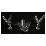 1120	3 PIECE LOT OF LEAD CRYSTAL GLASS ROSE BOWL & PAIR OF DECORATIVE VINES, ALL GROUND & POLISHED B