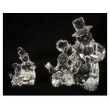 1123	2 WATERFORD LEAD CRYSTAL 2007 SNOWMAN SCULPTURES, APPROXIMATELY 6 IN & 3 1/4 IN
