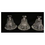 1127	WATERFORD LEAD CRYSTAL LOT OF 3 CHRISTMAS BELLS W/UNDERPLATES, APPROXIMATELY 5 1/2 IN HIGH