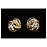 1174	14K YELLOW GOLD SWIRL BUTTON STYLE CIP ON EARRINGS 2.55 DWT