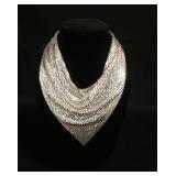 1196	SILVER TONE BIB NECKLACE, WHITING & DAVIS, APPROXIMATELY 18 3/4 IN LONG