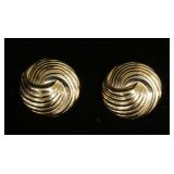 1198	PAIR OF 14KT YELLOW GOLD BUTTON STYLE EARRINGS, CLIP BACK, 2.70 DWTS