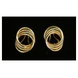 1208	PAIR OF 14KT YELLOW GOLD MULTI-CIRCLE EARRINGS, CLIP BACK, 4.15 DWTS
