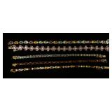 1237	LOT OF 5 STERLING SILVER BRACELETS W/COLORFUL GEMSTONES, LONGEST APPROXIMATELY 8 IN, 2.588 OZT 