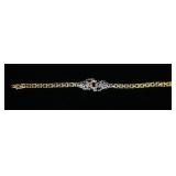 1240	14KT YELLOW GOLD JAGUAR BRACELET W/EMERALD, RUBY & SAPHIRE, ONE STONE MISSING, 6.2 DWT INCLUDIN