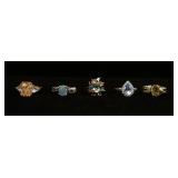1243	LOT OF 5 STERLING SILVER RINGS, 0.752 OZT INCLUDING STONES
